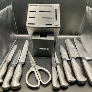 Sabatier 10 pc. Knife set with built-in sharpener in block